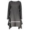 Stylish Round Neck Long Sleeve Asymmetrical Spliced Women's Dress - GRAY M