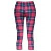 Trenchy Bodycon Plaid Elastic Waist Leggings pour femmes - Rouge ONE SIZE(FIT SIZE XS TO M)