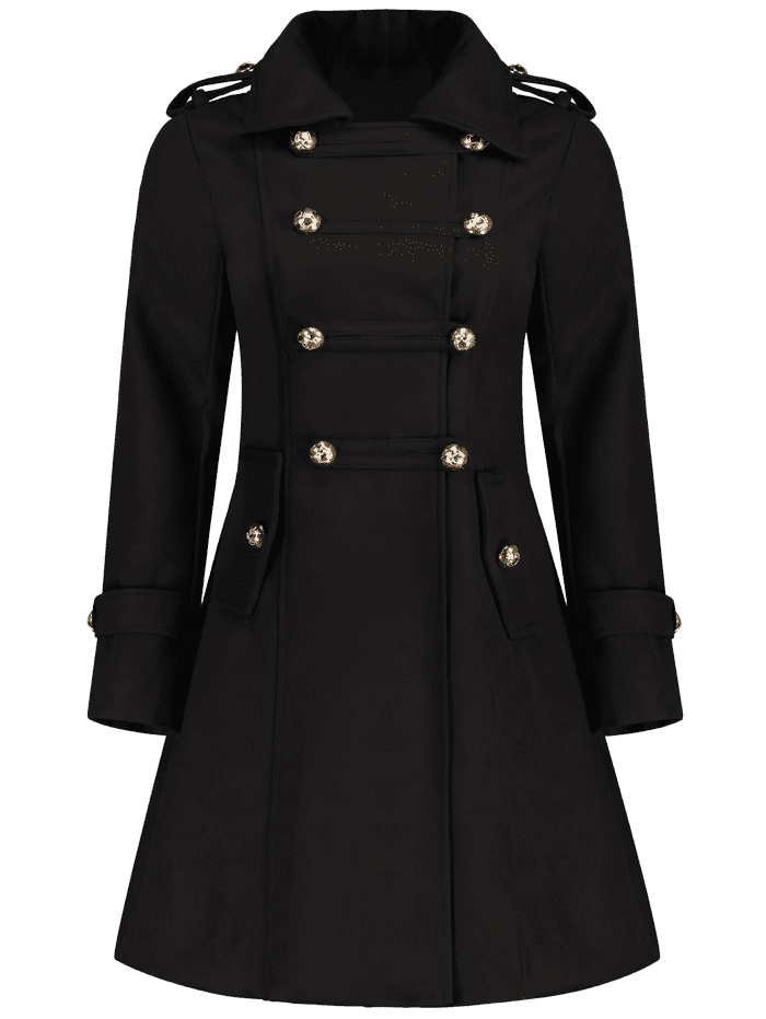 2017 Double-Breasted Woolen Long Coat BLACK S In Jackets & Coats Online ...
