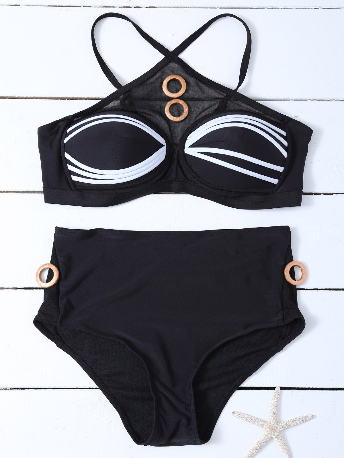 

Striped Padded Bikini Set, Black