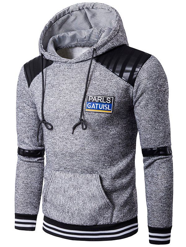 Download 17% OFF 2020 Kangaroo Pocket PU Insert Pullover Hoodie ...