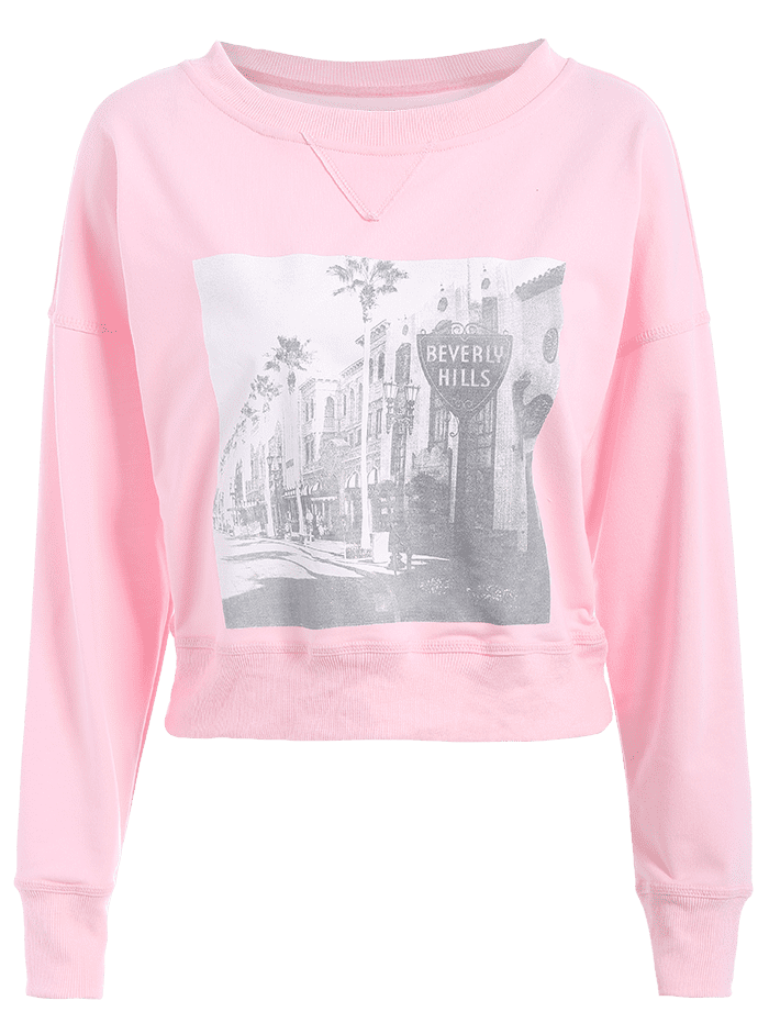 

Graphic Front Oversized Sweatshirt, Pink