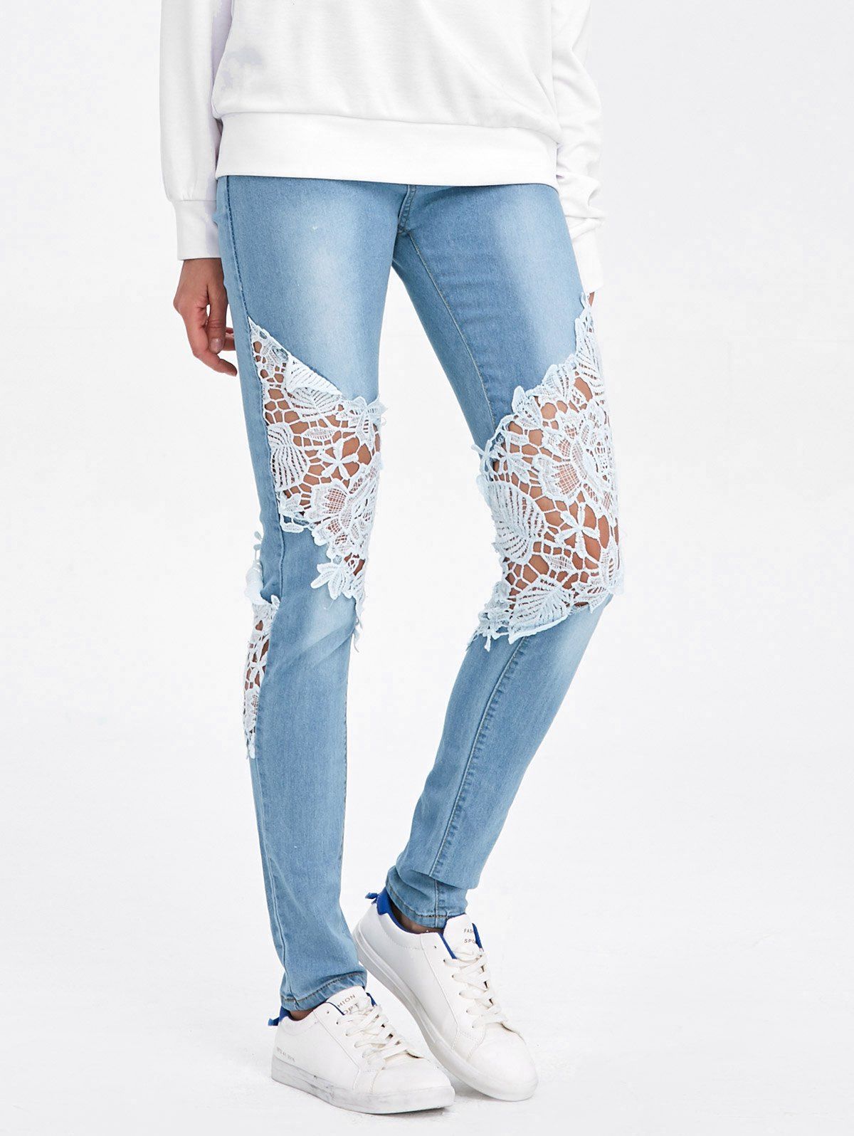 ripped jeans with lace