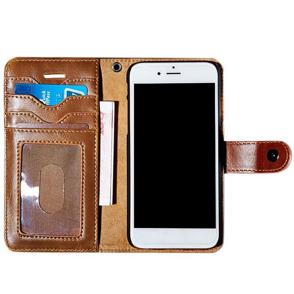 Etui-Portefeuille avec Compartiment pour Cartes en Simili Cuir pour iPhone - Brun FOR IPHONE 6 PLUS / 6S PLUS