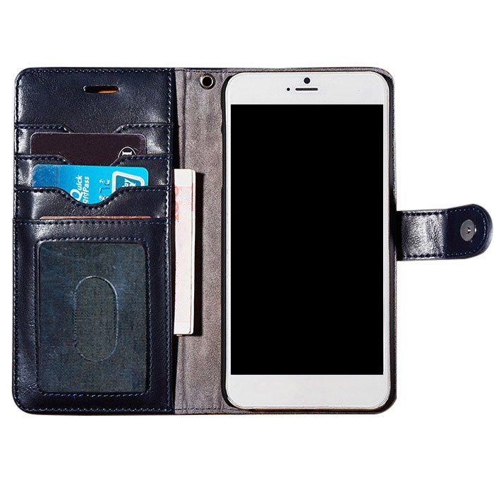 Etui-Portefeuille avec Compartiment pour Cartes en Simili Cuir pour iPhone - Bleu profond FOR IPHONE 7 PLUS
