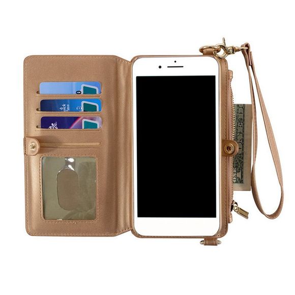 Multifunction Card Slot Faux Leather Flip Wallet Case pour iPhone - Or de Rose FOR IPHONE 6 PLUS / 6S PLUS
