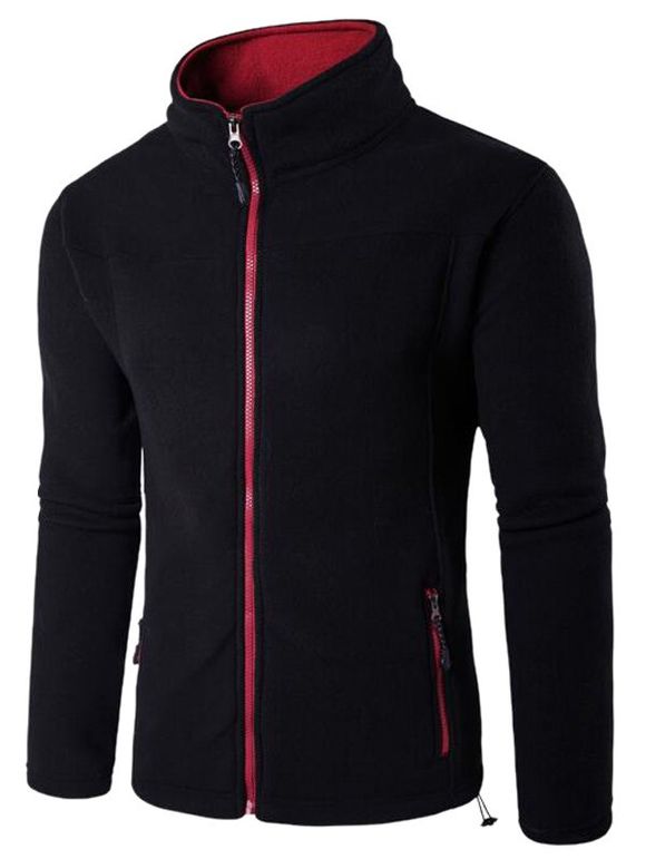 Pocket Zip Up Fleece Jacket - Noir 3XL