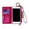 Multifunction Card Slot Faux Leather Flip Wallet Case pour iPhone - Rose Rouge FOR IPHONE 7 PLUS