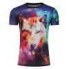 T-shirt Imprimé Renard Galaxie 3D à Manches Courtes - multicolore M