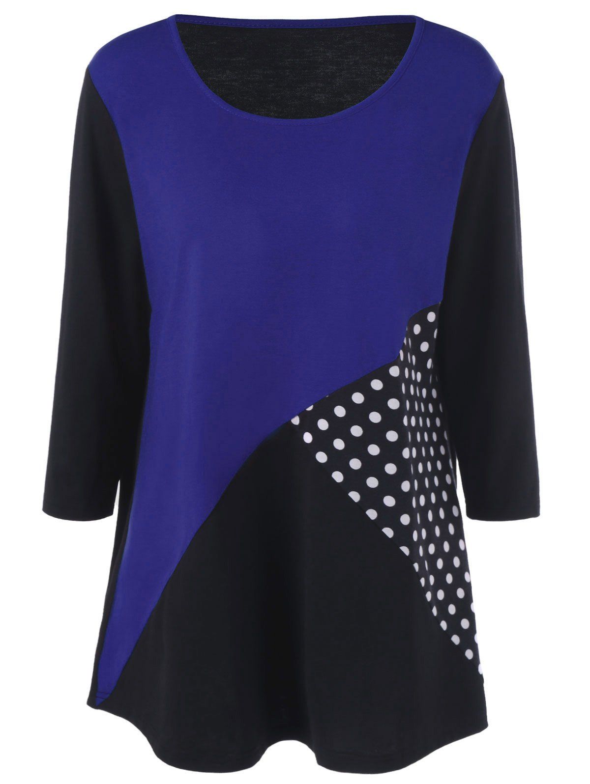 royal blue polka dot shirt