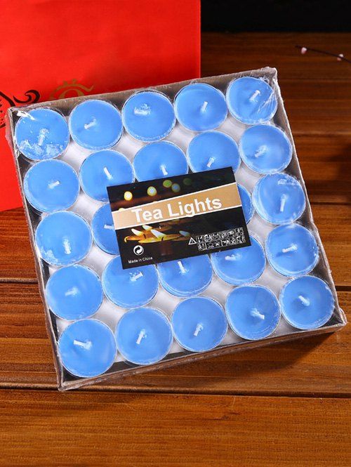 

50PCS Unscented Smokeless Romantic Holiday Gift Wrapped Candles, Blue