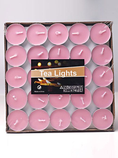 

50PCS Unscented Smokeless Romantic Holiday Gift Wrapped Candles, Pink