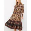 Vintage Lantern Sleeve Floral Print Midi Dress - COLORMIX M