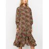 Robe en mousseline de soie imprimée vintage à volants - multicolore L