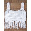 Fringed Cut Out Women's Tank Top - WHITE ONE SIZE(FIT SIZE XS TO M)