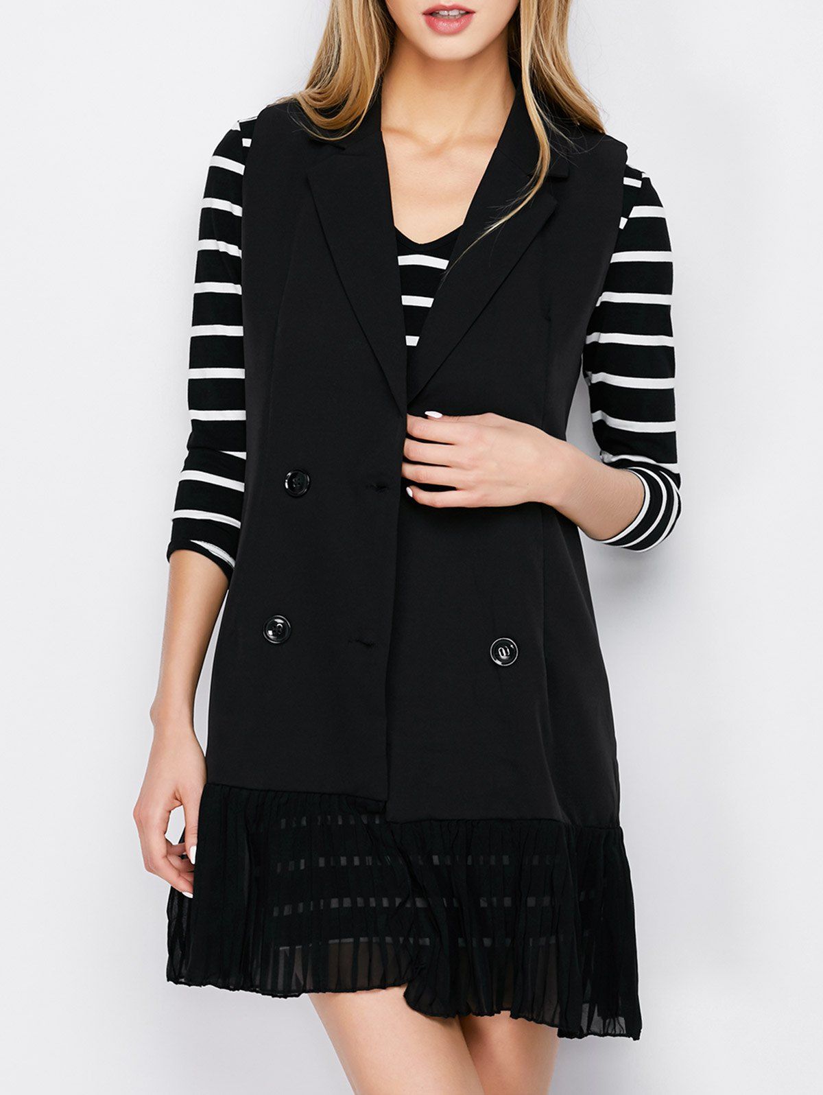 

Lapel Collar Longline Waistcoat, Black