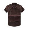 Shirt à manches courtes de poche militaire avec épaulette - Brun L