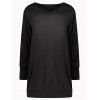 Plain Solid Color Drop Shoulder Pocket Tunic Tee Dress - BLACK M
