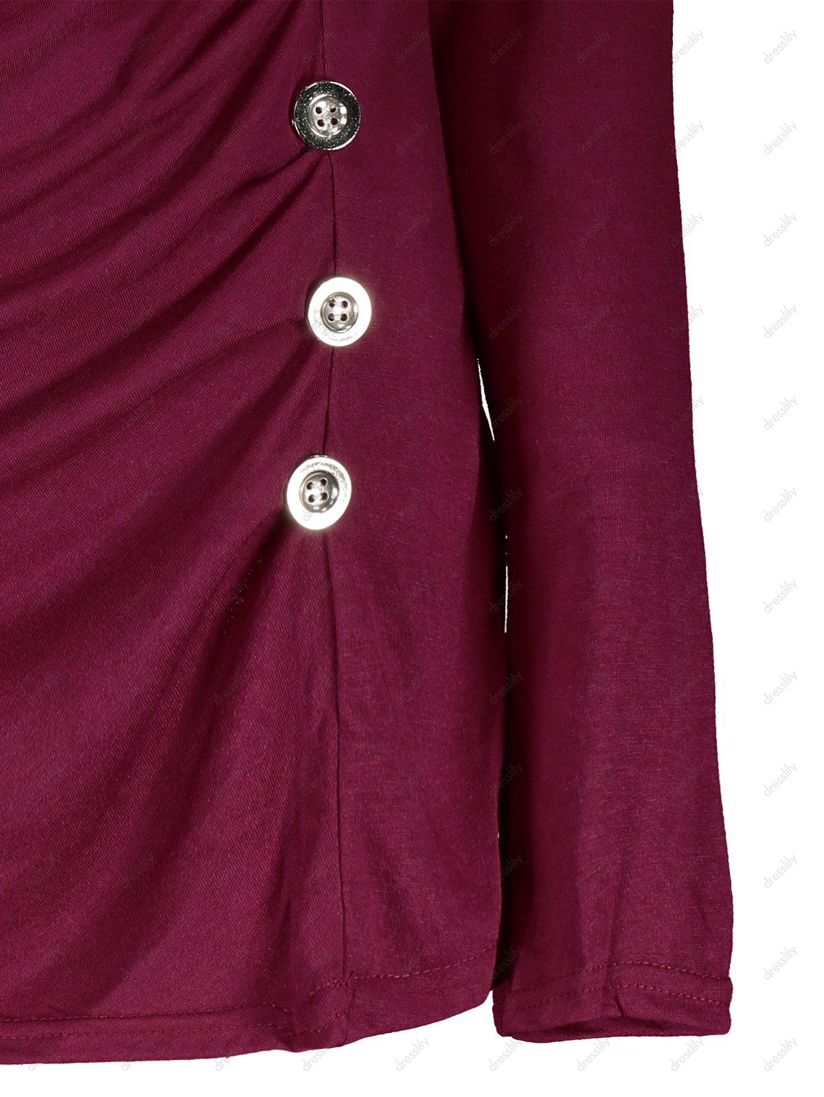 [29% OFF] 2021 Cowl Neck Long Sleeve With Button Blouse For Women In ...