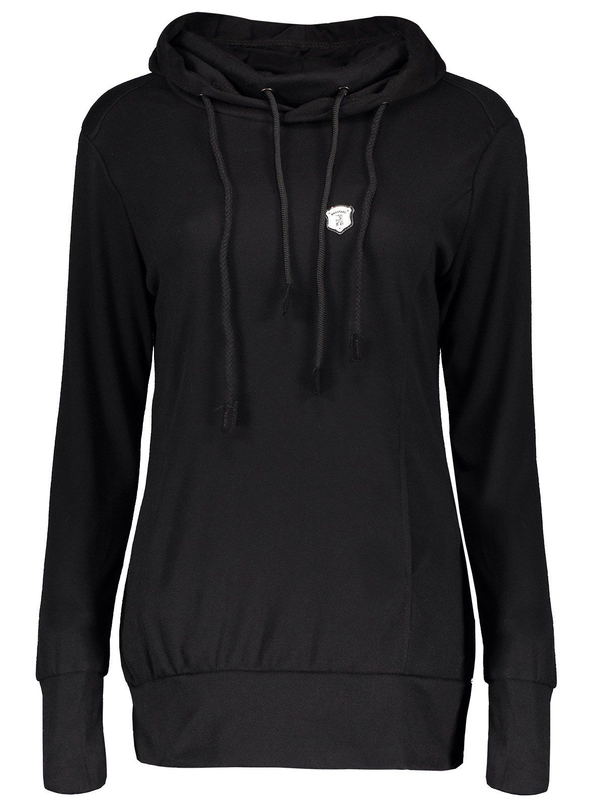 

Women's Chic Hooded Long Sleeve Star Hoodie, Black