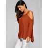 Automne Cold Shoulder Slit Sweater - Tangerine ONE SIZE