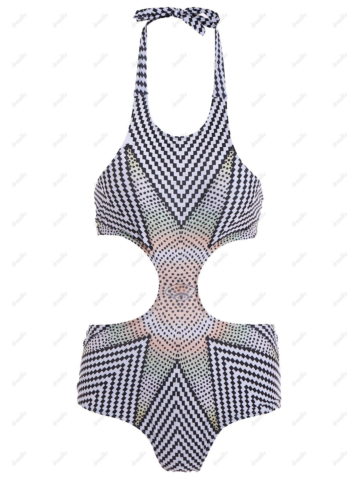 [29 OFF] 2021 Stylish Women's Halterneck Zig Zag OnePiece Swimsuit In