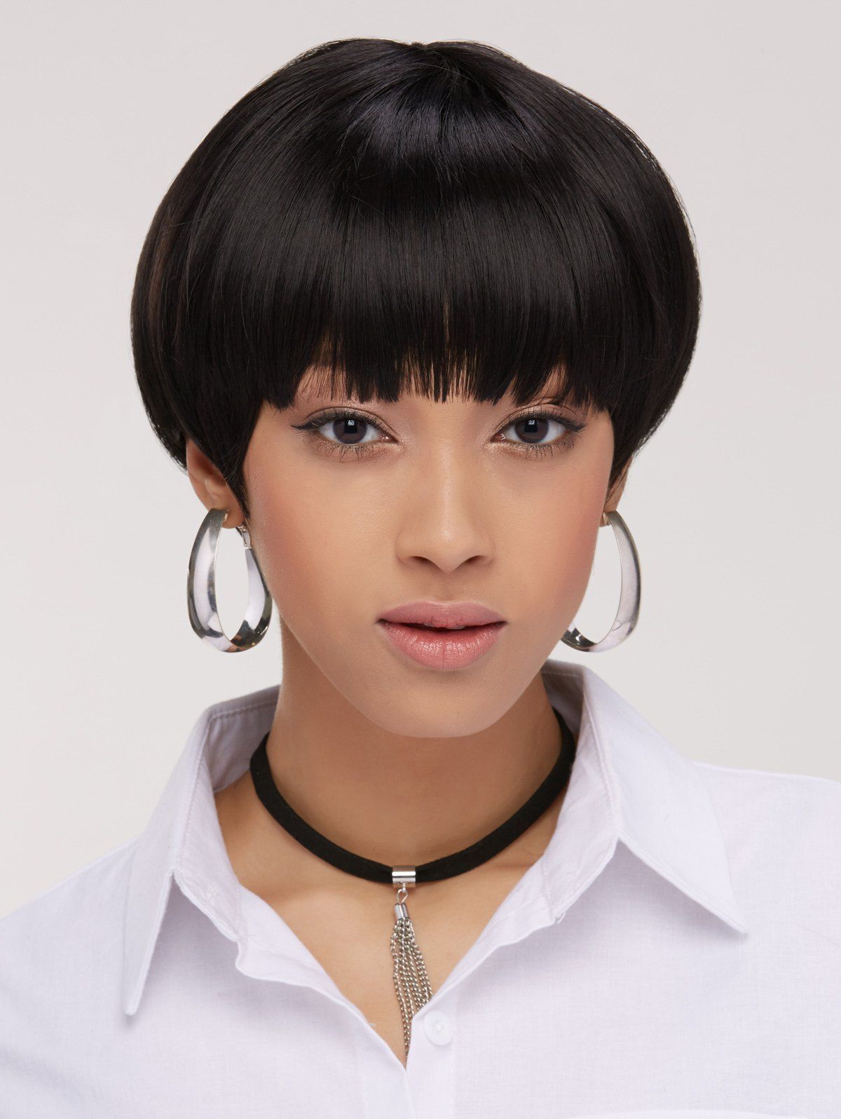  41 OFF 2022 Short Bowl  Cut  Synthetic Hair Wig In BLACK 