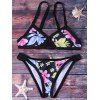 Vacation Floral Bikini Swimsuit Cheeky Print Swimwear Set - BLACK S