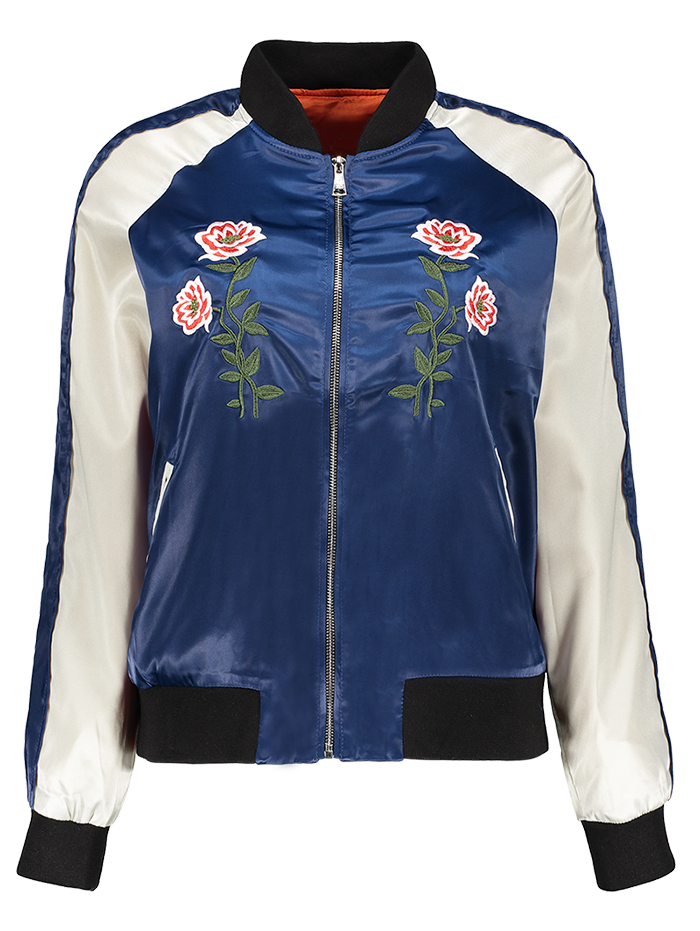 

Floral Embroidered Sporty Jacket, Blue