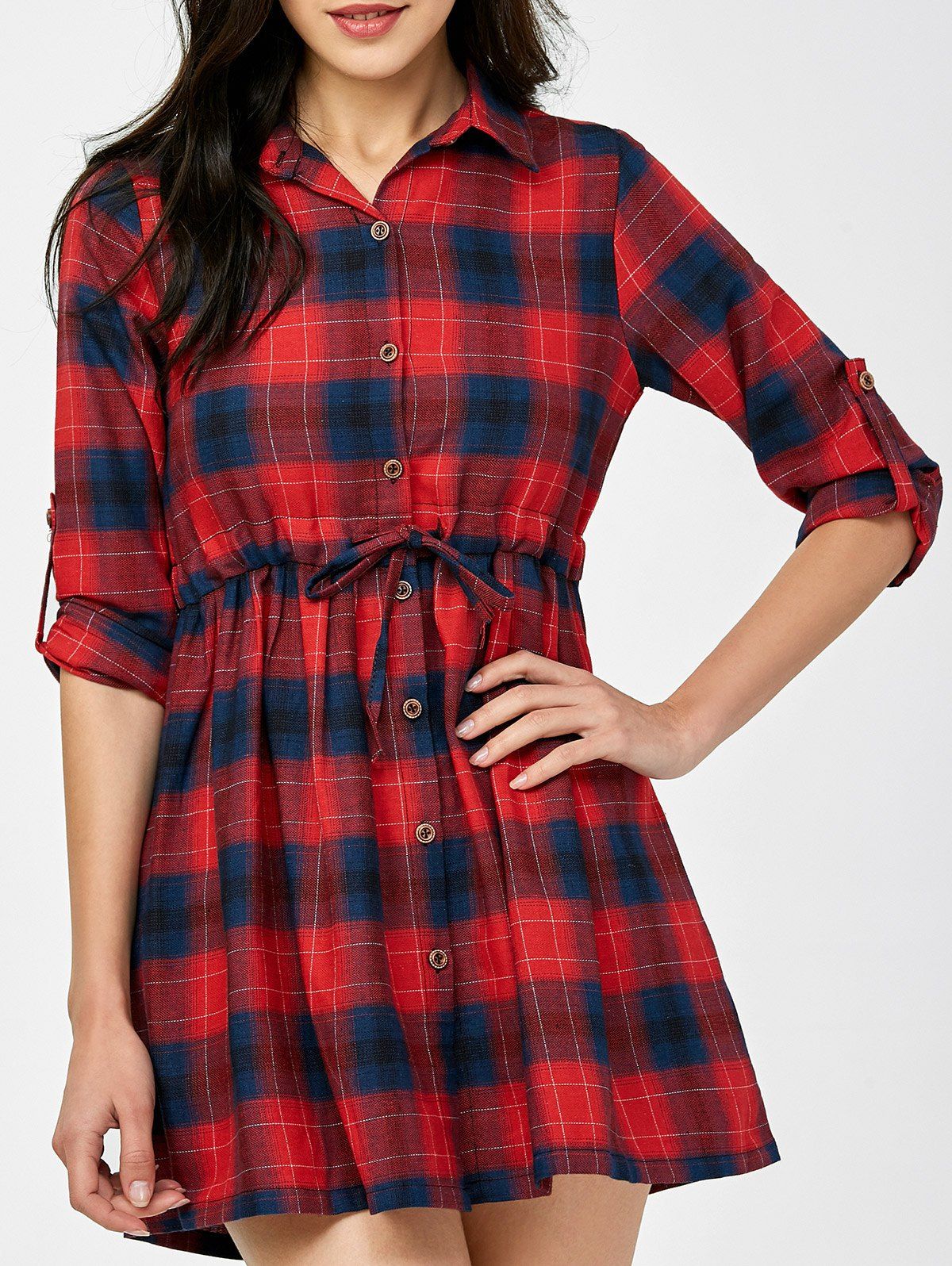 red checked shirt dress