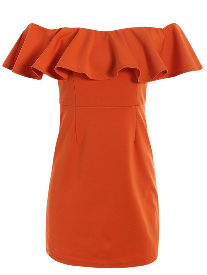 

Ruffles Off The Shoulder Bodycon Dress, Orange red