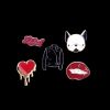 Broches épingle forme de chien, coeur, lèvre, veste, lettres - Rouge 