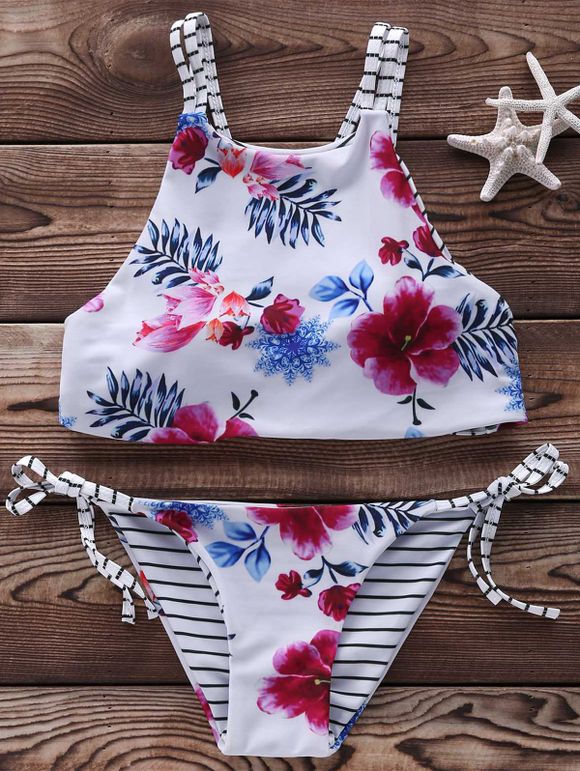 Bikini imprimé floral maillot de bain style sexy - Blanc L
