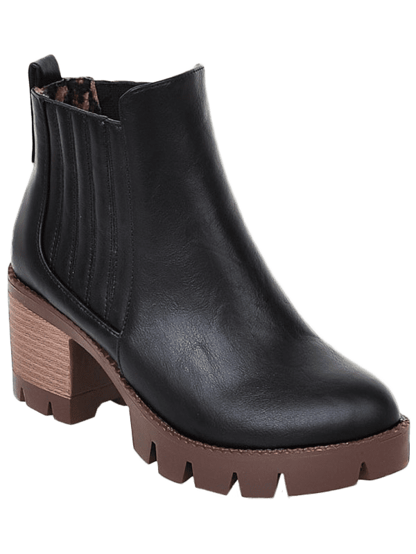 

Fashionable Stitching and Elastic Band Design Women's Ankle Boots, Black