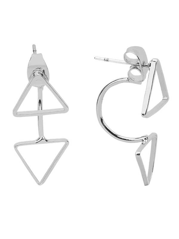 

Hollowed Triangles Ear Jackets, Silver