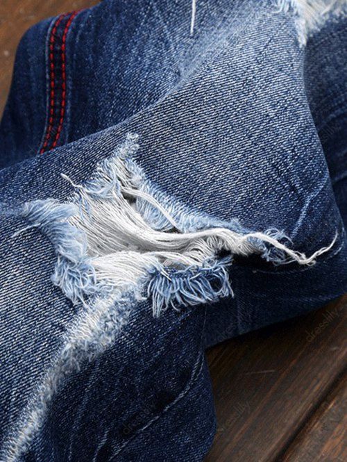 [43 OFF] 2021 Ripped And Repaired Jeans In DENIM BLUE DressLily