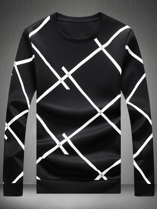 Ras du cou Color Block Sweatshirt - Noir 4XL