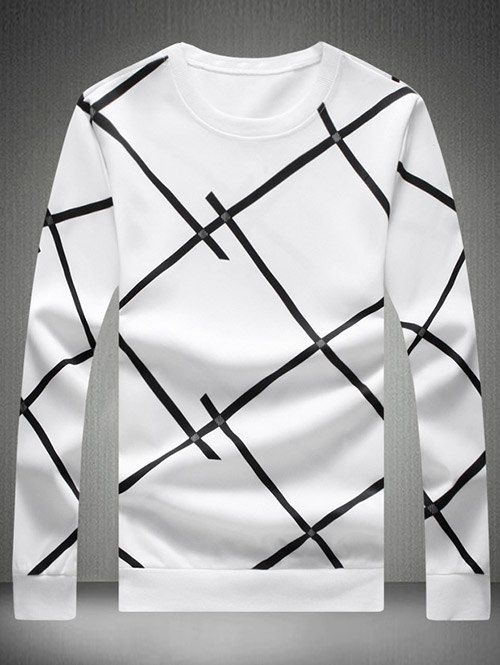

Crew Neck Color Block Sweatshirt, White