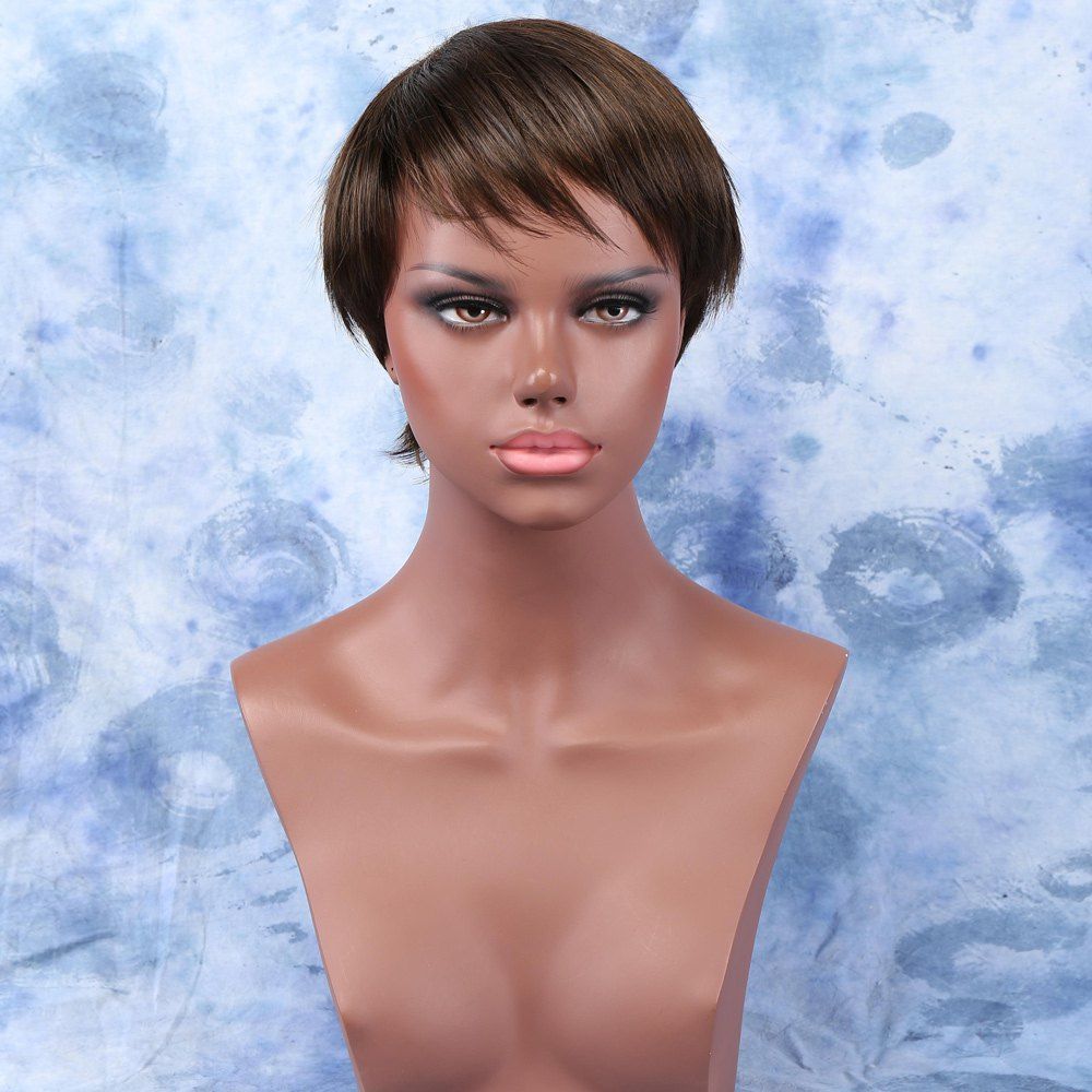 

Women's Side Bang Spiffy Deep Brown Ultrashort Synthetic Hair Wig