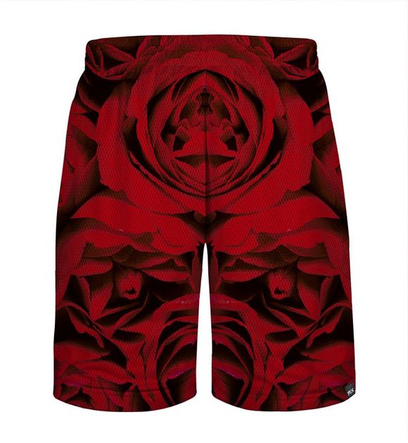 Shorts Rose Imprimé Sport Mesh - Rouge et Noir M