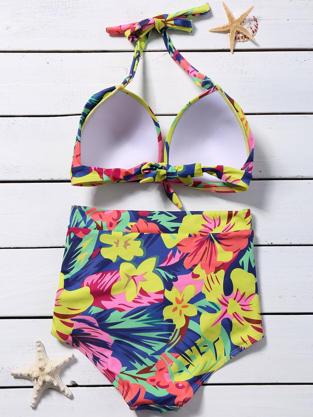 2018 Halter High Waist Printed Bikini Set Colormix Xl In Bikinis Online Store Best High Slit