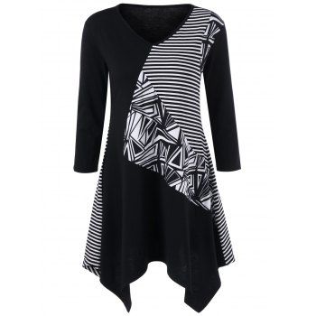 2019 plus size zebra longline asymmetrical t shirt