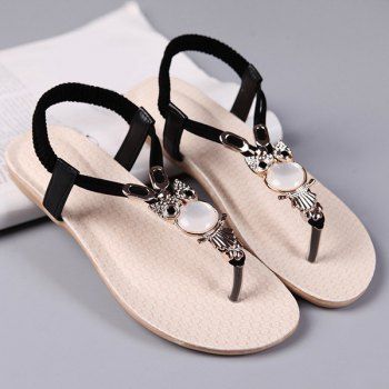 elastic sandals heel faux leather
