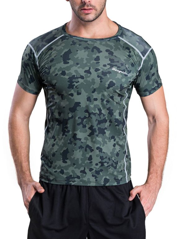T-shirt à manches Camouflage Imprimé court Aménagée Quick-Dry - Vert Armée S