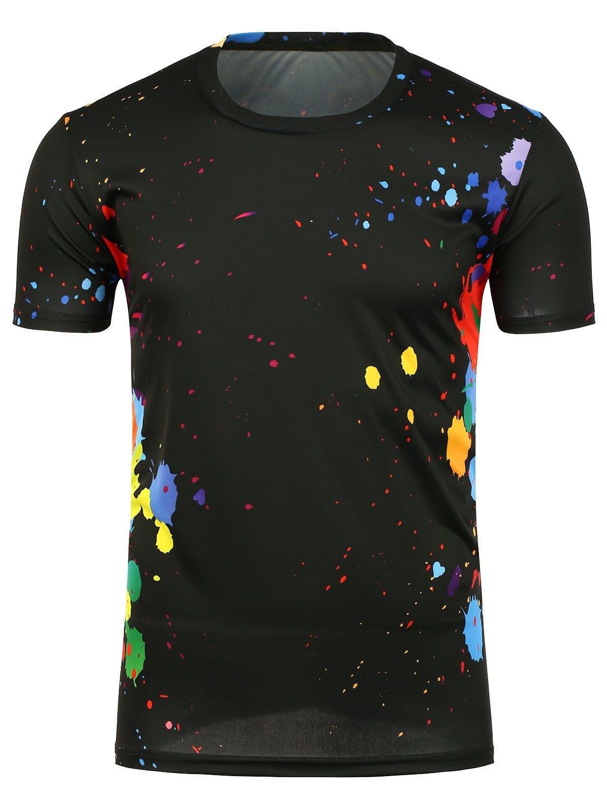 

Paint Splatter Crew Neck T-Shirt, Black