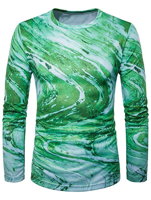 

Long Sleeve 3D Ombre Rock Tie Dye Trippy T-Shirt, Grass green