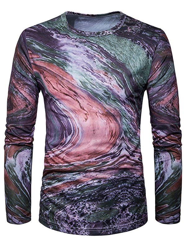 [33% OFF] 2021 Long Sleeve 3D Ombre Rock Tie Dye Trippy T-Shirt In ...