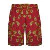 Flower Printed Drawstring Shorts - Jaune et Rouge 2XL