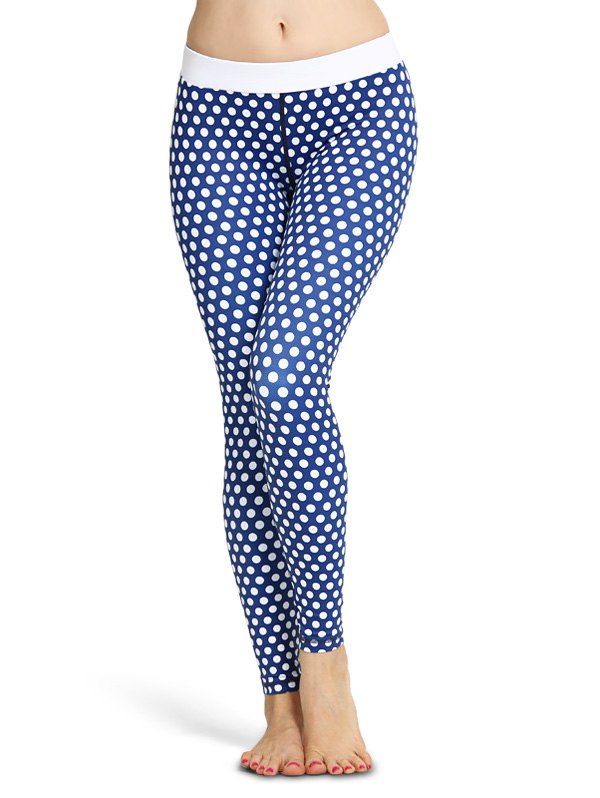 

Polka Dot Skinny Yoga Leggings, Blue