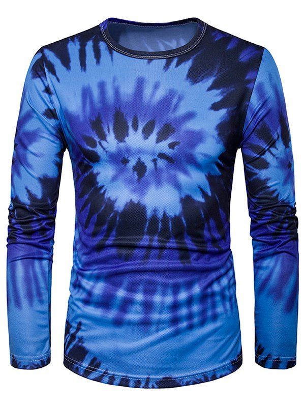 [41% OFF] 2021 Long Sleeve Ombre Tie Dye Trippy T-Shirt In SAPPHIRE ...